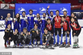 短道世界杯：韩天宇率队男女混合接力夺冠