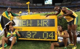 世锦赛男子4X100米接力：牙买加夺冠并破纪录