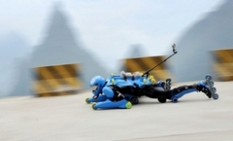 法国“滑轮人”成功挑战天门山“99道弯”