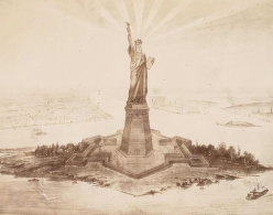老照片揭秘美国自由女神像建造全过程