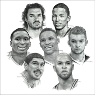 NBA30队集体素描画