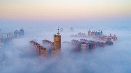山西运城现平流雾景观