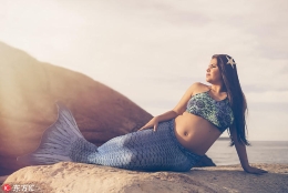 摄影师拍怀孕“美人鱼”创意美照