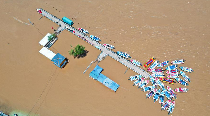 持续降雨致黄河兰州段水位上涨