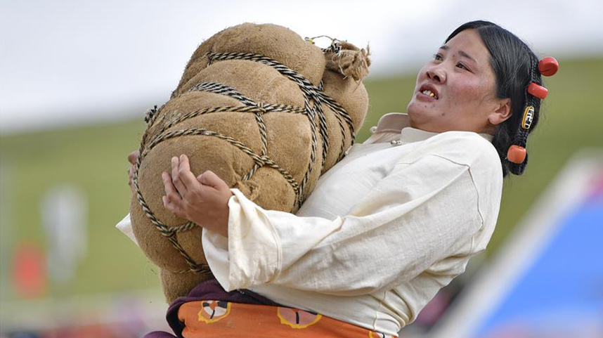 西藏那曲：赛马艺术节上的比拼