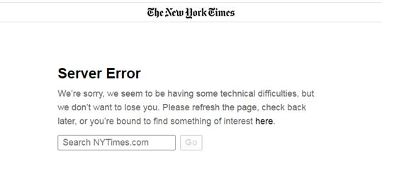 多个美国新闻网站因技术故障原因无法访问