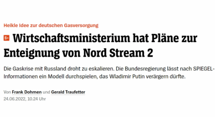 德媒：德国或将“北溪-2 ”天然气管道项目部分收归国有