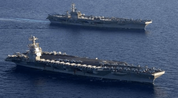 外媒：美国海军在东地中海举行双航母演习
