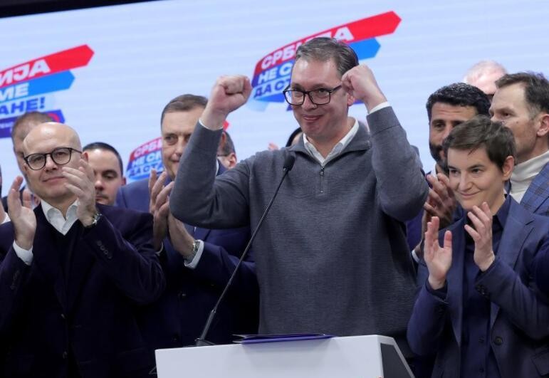 塞尔维亚总统宣布执政党党派联盟在议会选举中获胜