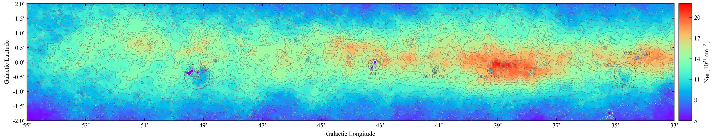 FAST揭示的银河星际氢原子气体分布图(速度区间-150 km/s到 150 km/s的累积)