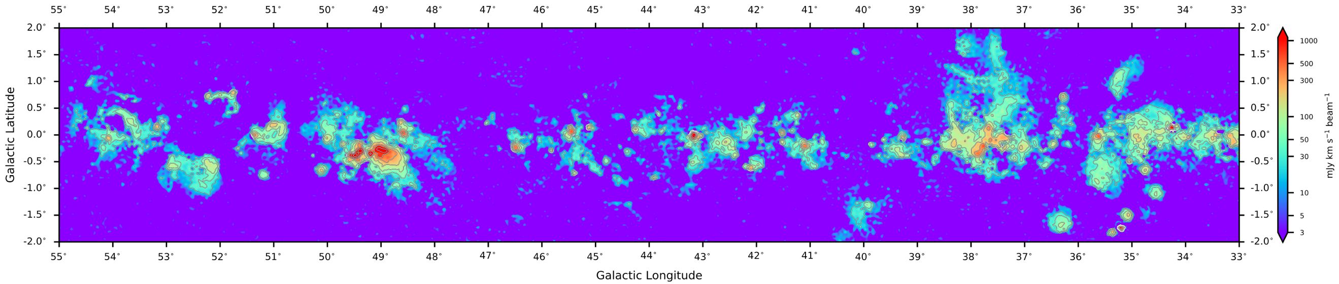 FAST揭示的银河系星际空间电离气体分布图(速度区间-40 km/s到 120 km/s的累积)