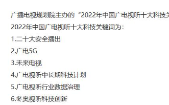 2022年中国广电视听十大科技关键词评选结果公布
