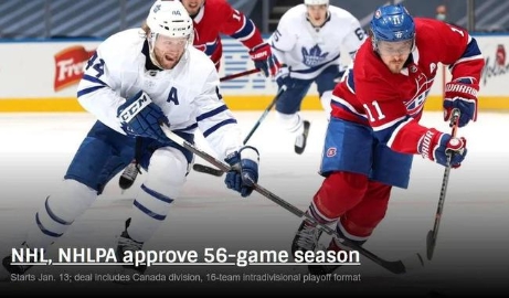 疫情严峻 NHL加拿大球队新赛季可在主场比赛