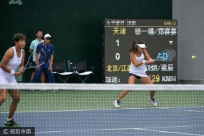 全运网球女双赛场爆冷 跨省组合夺全运首金
