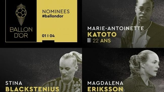 金球奖女足20人候选名单公布：米德玛卡托托在列