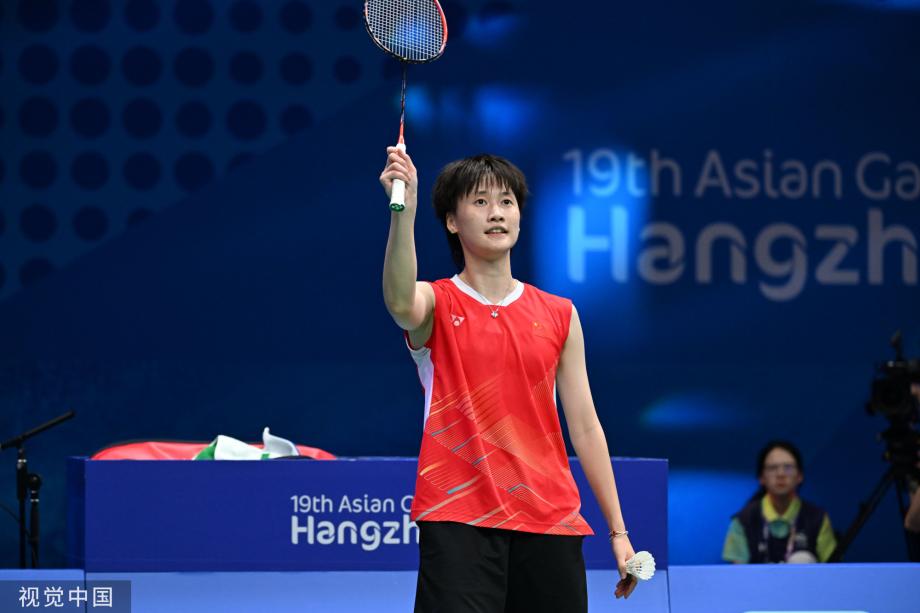[图]陈雨菲战胜日本选手 晋级亚运会羽毛球女单决赛
