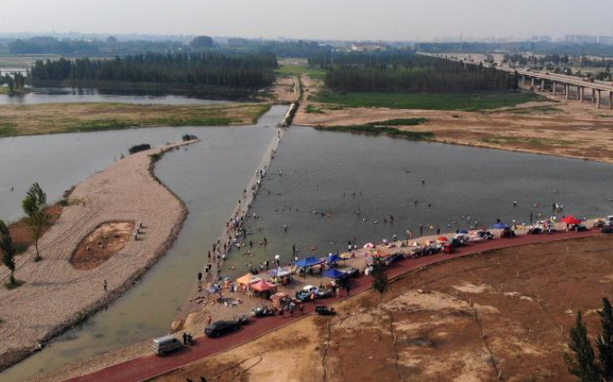 石家庄：滹沱河生态修复三期工程正式通水