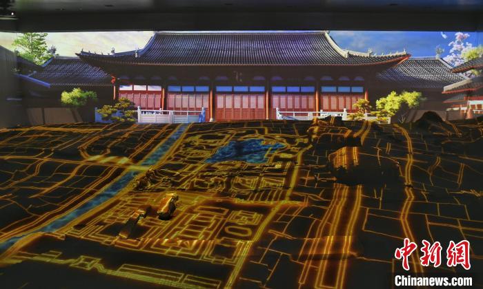 南宋德寿宫遗址博物馆内以动画和投影展示的历史模拟影像 王刚 摄
