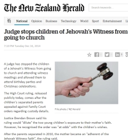 新法院禁止孩子参与耶和华见证人教会活动