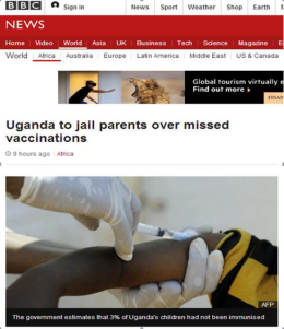BBC：乌干达严厉打击拒种疫苗邪教